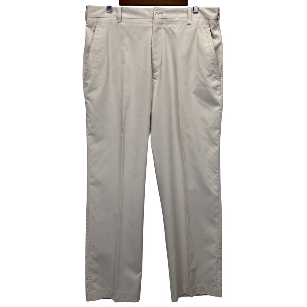 Nike Golf Fit Dry Mens 34x30 Beige Flat Front Casual Chino Pants Wicking Stretch